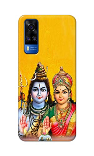Image of PRINTFIDAA Lord Shiva Parvati Yellow Background Printed Designer Hard Back Case Cover for Vivo Y51 / Vivo Y51A / Vivo Y31 -(TI) MVN1008