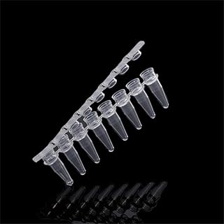 0.1/0.2ml 8 Strip PCR Tube 200pcs Ultra-Thin Wall DNase-/RNase-Free with Cover Laboratory Transparent White Centrifuge Tube (Size : 0.1ml White)