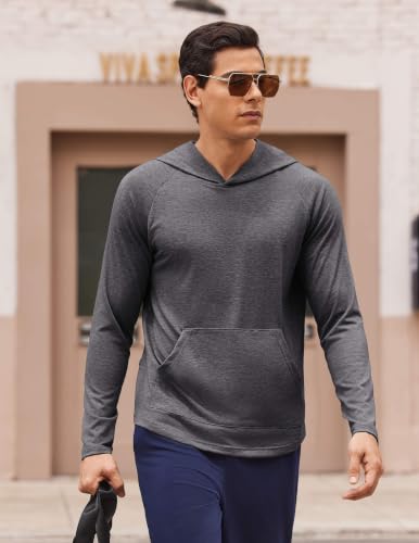 PINSPARK Men's Lightweight Workout Hoodie Sweatshirt, Dark Gray, S - image 5