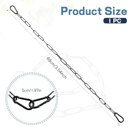 HJZHII 60 cm łańcuch czarny, stalowy łańcuch, łańcuch ze stali nierdzewnej, czarny łańcuch, łańcuch ogniwowy, łańcuch z torkiem, zamek do łańcucha, ogniwo toru, łącznik toru z karabińczykiem, okrągły