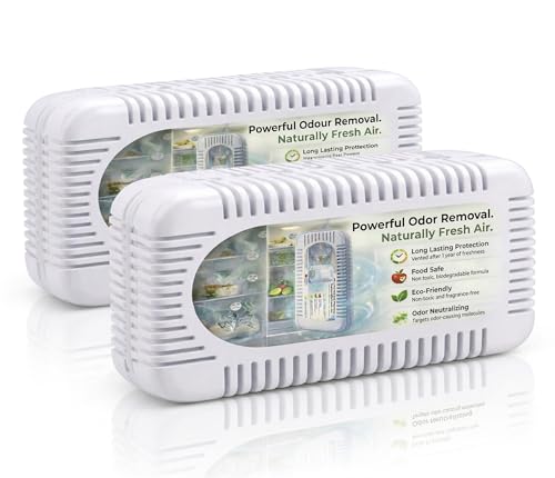 Image of Refrigerator Deodorizer Bad Odor Eliminator - Activated Charcoal Odor Absorber - Fridge Deodorizer Chemical-Free Air Freshener & Freezer Smell Remover- Outperforms Baking Soda for Fridge. (2 Pack).