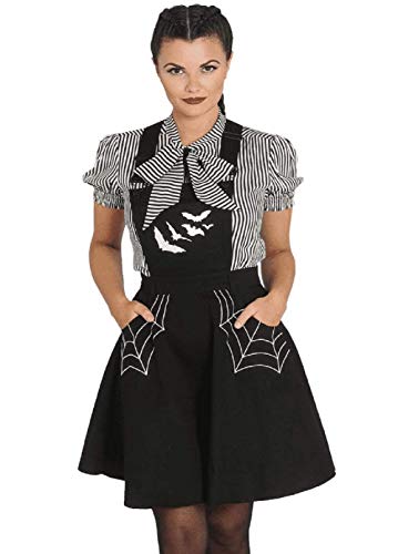 Hell Bunny Miss Muffet Black Bat Pinafore Dress (Small) #TOP1
