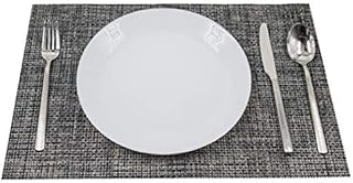 Leymore Placemats Set of 4 Non-slip Wipe Clean Place Mats Washable and Heat Resistant kitchen Dinner Table PVC Mats (Dark Grey)