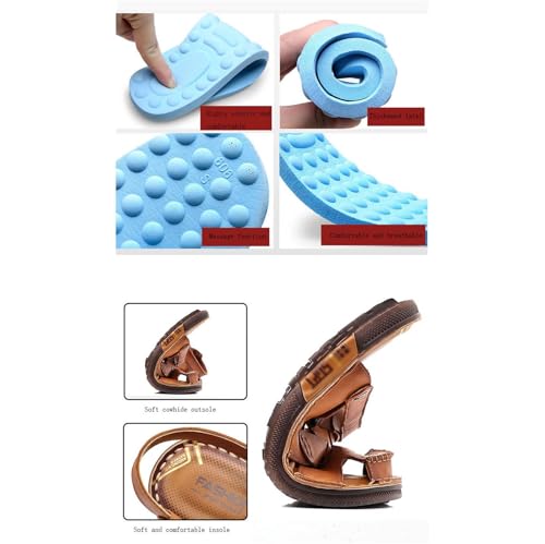 CLSQLXYJZC Mens Sport Sandals, Mens Summer Leather Closed Toe Adjustable Arch Support Beach Shoes, Outdoor Anti-Skidding Flat Driving Sandals, for Travel, Beach, Meeting, Shopping, Leisure, Etc4