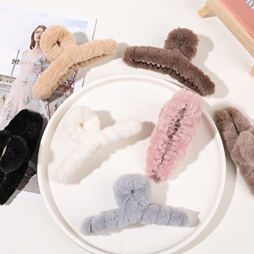 7 Piezas Pinzas de Pelo de Peluche Fuzzy miniatura 5