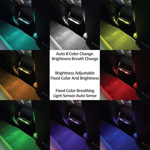 Image of Mini USB LED RGB Light Brightness Adjustable 8 Color Changeable for Car, Laptop, Keyboard. Atmosphere Smart Night Lamp for Home Decoration ( DC : 5V ) (Quantity: 4)
