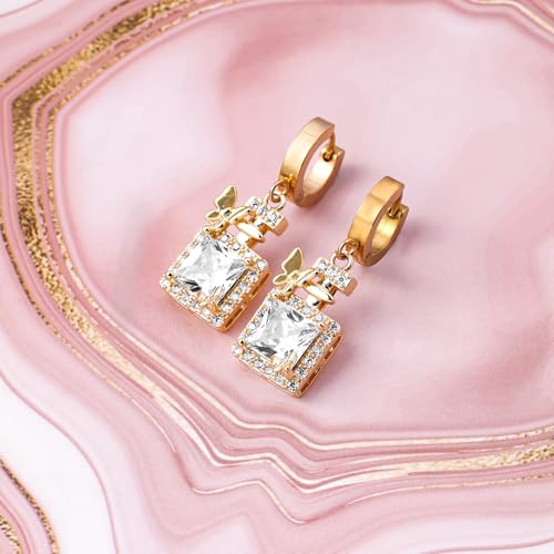 Image of Rubans Hoop Drop Earrings Gold Plated Stylish Trendy Jewellery Gift for Women & Girls