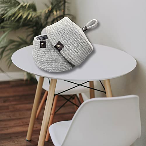 Image of Multi-Purpose Essential Jute Basket with Lid Storage Baskets for Bathroom Living Room & Kitchen | Organizer Box | Storage and Organizer Box (Grey)