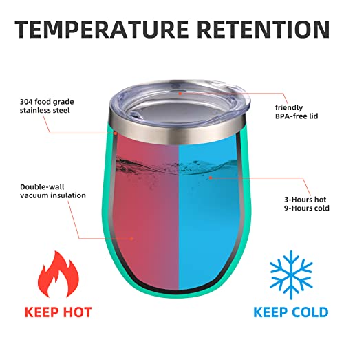 Starspeed 12Oz Stainless Steel Wine Tumbler With Lid. Stemless Double Wall Insulated Wine Tumbler.wine Glass Is Suitable For Different Scenes, Parties,Outdoor, Gifts And So On.(Light Green, 1) #TOP2