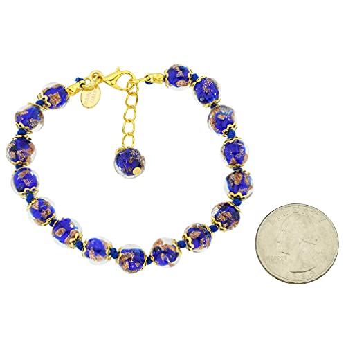 Glass of Venice Murano Bracelet - Italian Blue Sommerso Sparkling Beads Handmade Blown Glass for Women4