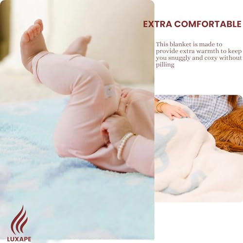 Image of Bow Blanket Blue Bows Soft Throw Blanket Reversible Premium Cozy Fabric for Best Comfort - for Infant,Toddler,Newborn,Nursery,Girl,Throw,Crib,Stroller,Gift (Blue Bows, 30x40 in)