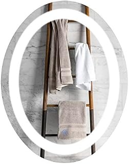 CO-Z Oval LED Lighted Bathroom Mirror, Modern Touch Dimmable Wall Mirror with Dimmer