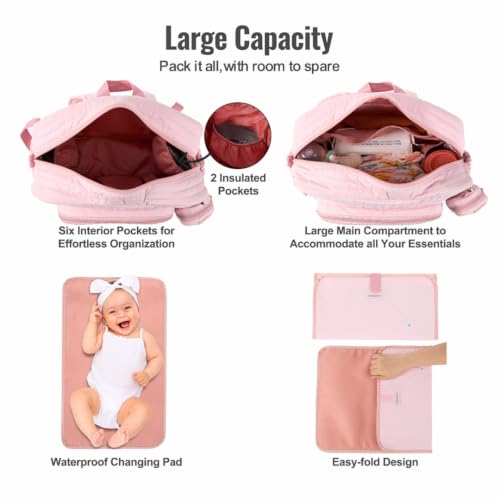 Image of GOBABYMART Diaper Bag Backpack with Changing Pad - Travel Baby Bag, Insulated Bottle Pockets, Stroller Straps