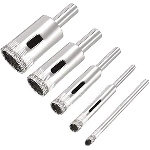 Diamond Drill Bit Hole Saw for Tile Glass Marble Granite Fiberglass Ceramic Tool Drill Bit Set 5 Pack | 1/4” – 43/50” Cover