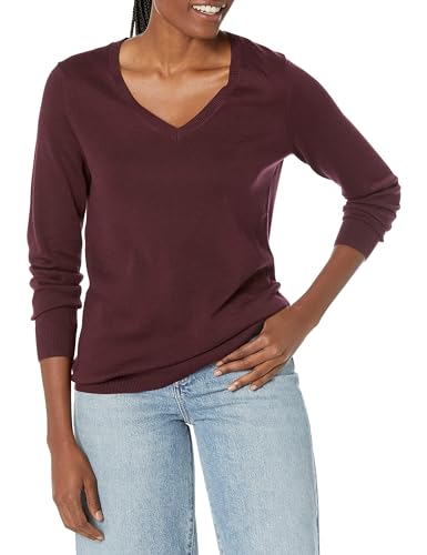 Amazon Essentials Damen Regular-Fit Leichter Langarm-Pullover V-Ausschnitt...