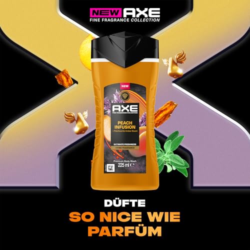 Axe Fine Fragrance Collection DUSCHGEL/FLUESSIGSEIFE Peach Infusion Premium Body Wash für 12 Stunden langanhaltende Frische verleiht einen… – Ansicht 5