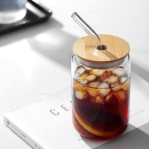 Vasos con tapa bambú y sorbete de vidrio 18oz set 4 pzas miniatura 3