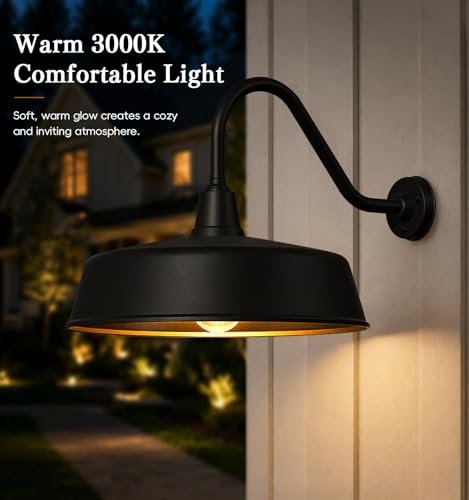 Ytzlvw 24" Oversized Outdoor Gooseneck Barn Light with Extended Arm for Farmhouse Garage, Storefront and Barn, Heavy Duty Wall Fixture, Matte Black, 2 Pack — view 6