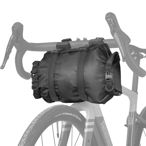 Rhinowalk Bike Handlebar Bag Bicycle Front Tube Bag Lightweight Waterproof Roll Bag 12L with Shoulder Strap for Mountain Road Bike Cycling Accessories(Black)