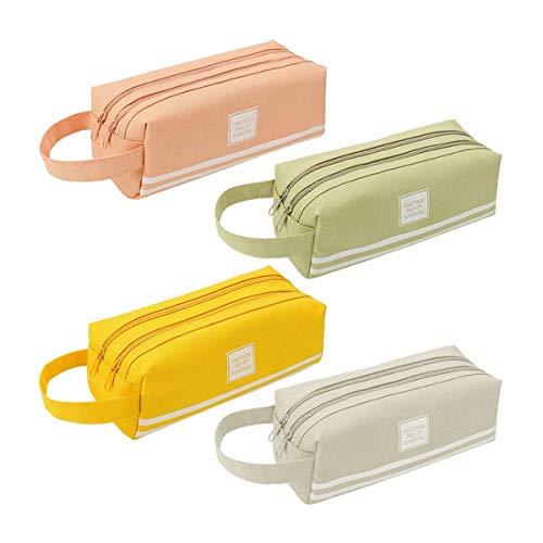 Honorall Grande Capacidade Da Lona Caso Caixa de Lápis Caneta Bolsa de Maquiagem Estacionária com Zí