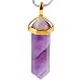 Aoneitem Amethyst Quartz Stone Gemstone Six Pyramid Bead Pendant