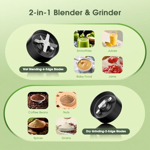 Image of H-Duka Countertop Blenders for Kitchen 25000RPM Personal Blender for Shakes and Smoothies with 37oz 32oz 23oz Portable Cups, Smoothie Blender for Ice Crushing, Frozen Drinks, Milkshake, Juice, Nuts