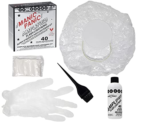 Manic Panic Flash Lightning Hair Bleach Kit - 40 Volume Cream Developer - Hair Lightener Kit For Light, Medium Or Dark Brown & Black Hair Color - Hair Bleach Powder Lifts Up To 7 Levels Of Lightening (3 Pack) #TOP4