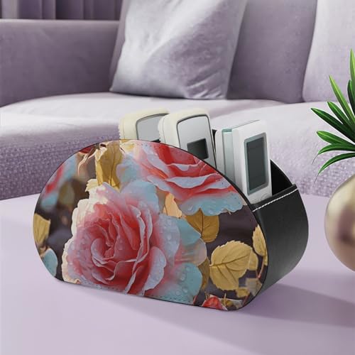 Support de télécommande Wildflower et organiseur d'ordinateur à 5 compartiments en cuir - 6