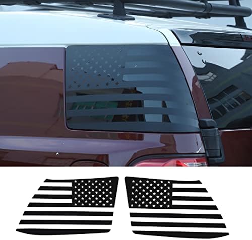 Fit for Toyot@ FJ Cruiser 2007-2017 Tailgate Side Window American Flag Window Decal Sticker, Rear Side Window Black American Flag Sticker Trim Decal, 2 PCS (Rear Side Window)