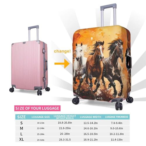 Housse de bagage polyester lavable L | Protection valise blanche motif cheval - 5