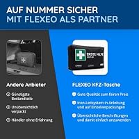 KFZ-Verbandtasche DIN 13164 - Verbandskasten Auto, Erste Hilfe Kasten Auto, Verbandkasten PKW, Motorrad, KFZ Set, Schwarz, Verbandstasche – Ansicht 8
