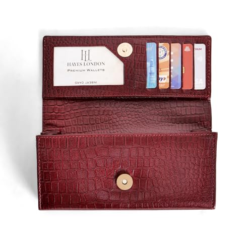 Image of HAYES LONDON Ladies Purse for Women, Pure Leather Wallet, Gifts for Women, RFID Blocking Bi-Fold Clutch for Women (Empress Brown)