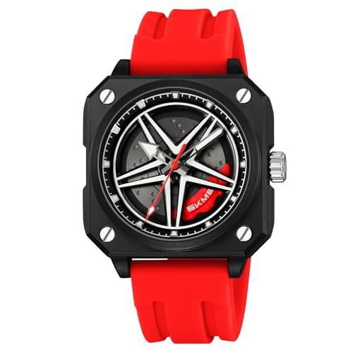 Image of SKMEI Silicone Men's Analog Quartz Sports Watch Waterproof & Trendy Wheels Rolling Design 2362