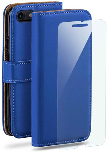 Protection à 360° pour iPhone 8 étui bleu foncé avec film pour écran moex