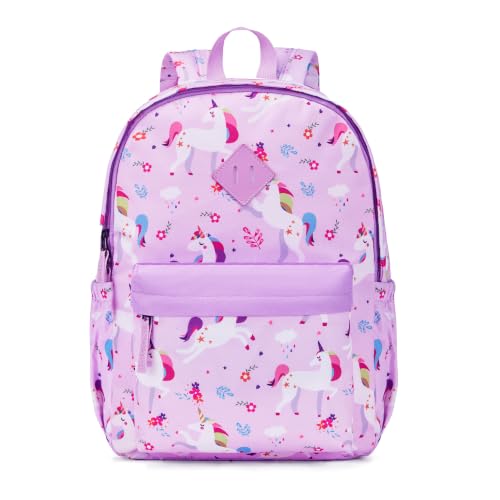 NICE CHOICE Preschool Backpack Kindergarten Little Kid Toddler School Backpacks for Boys and Girls with Chest Strap(15inch, Purple Unicorn)