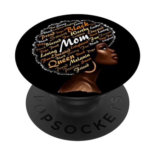 Juneteenth Afro Queen I Am Black History Fier African Mom PopSockets PopGrip Interchangeable