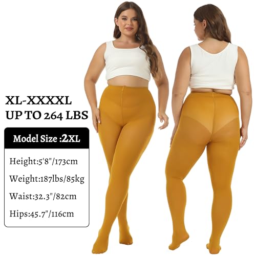 MANZI Women's 2 Pairs Plus Size Control Top Tights Ultra-Soft Panty Hose