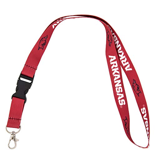 Desert Cactus University of Arkansas Lanyard Razorbacks U of A Hogs Car Keys ID Badge Holder Keychain Detachable Breakaway Snap Buckle (Red)