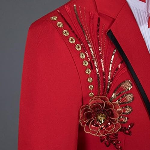 Mens 2 Pieces Luxury Printing Suits 1 Button Dinner Tuxedo Sets Jacket Pants Prom Wedding Elegant Suit4