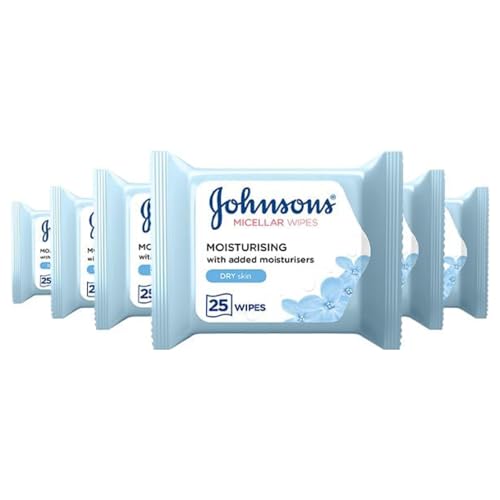 Johnson's Face Care Makeup Moisturising Wipes, 25 Wipes (Pack of 6)