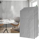 KASARO PU 3D Wall Panels Cement Texture, 4 Pieces Wainscoting Panel Accent for Interior Wall Decor, Waterproof Wall Covering, 47.24 × 23.62 inch