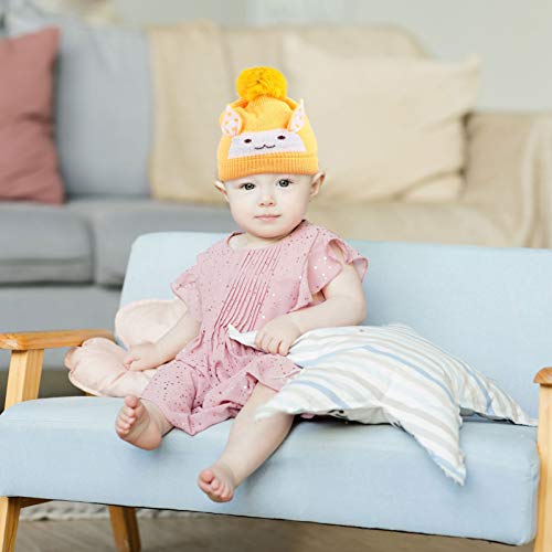 KESYOO Chapéu de Bebê Com Pom Pom Coelho Padrão Chapéu Boné de Malha de Lã Gorro Macio Infantil Inve