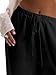 RoseSeek Womens Linen Pants Wide Leg Loose Swimsuit Coverups Summer Pants Beach Vacation Outfits Soft Black Medium