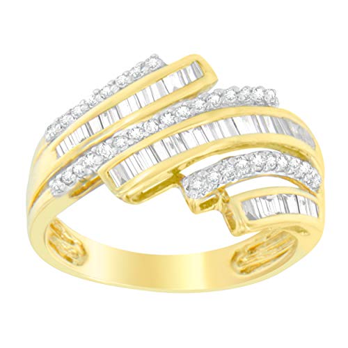 Original Classics 10K Yellow Gold Mixed-Cut Diamond Twist Ring (0.60 Cttw, I-J Color, SI1-SI2 Clarity) - Size 7