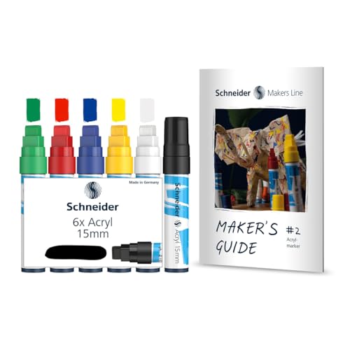 Stylos acryliques Schneider Paint-It lot de 6 feutres blancs 15mm pour bois et pierre