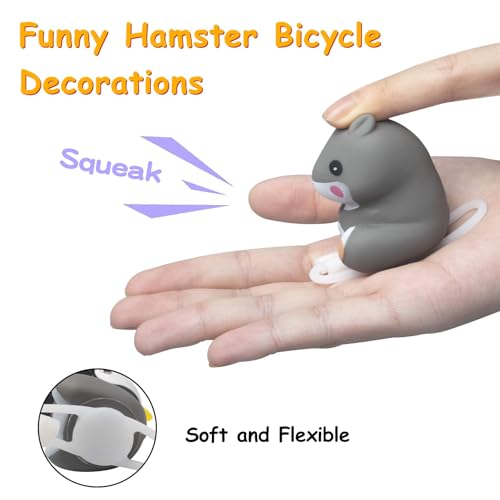 Image of wonuu Duck Bike Bell with Light and Helmet Cute Hamster Bicycle Horn, Dashboard Decoration Hamster Toy Motorcycle Bike Bells Rubber Duck Car Dashboard Decorations
