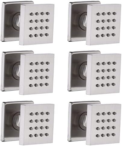 HOMEDEC Brushed Nickel Square Brass Shower Body Sprayer Wall Jet, Valve Needed (6pcs, 2x2inch)