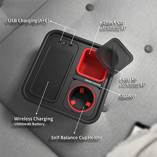 Zigtiger-Cup-Holder-Tray-with-Wireless-Power-Bank-Sofa-Caddy-with-Self-Balancing-Cup-Holder-Snack-Cup-Sofa-Armrest-Table-Tray-Couch-Storage-Organizer-for-Living-Room-Car-GameUSB-AC-Port