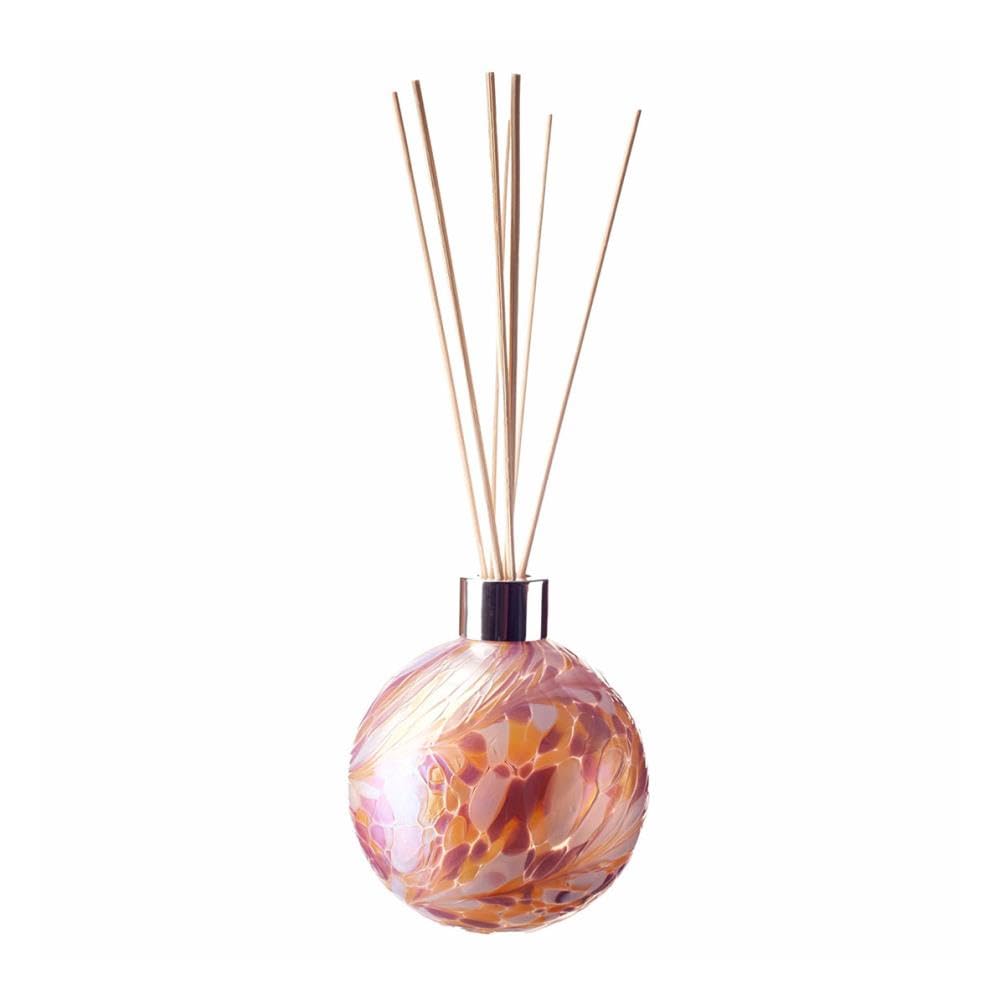 Amelia Art Glass Violet, Peach & White Reed Diffuser Sphere In