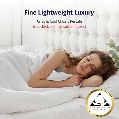 California Design Den Certified 100% Egyptian Cotton Queen Sheets Set - Lightweight & Crisp Percale Sheets Queen Deep Pocket Set, Durable Luxury Bedding - Ivory - Thumbnail 4